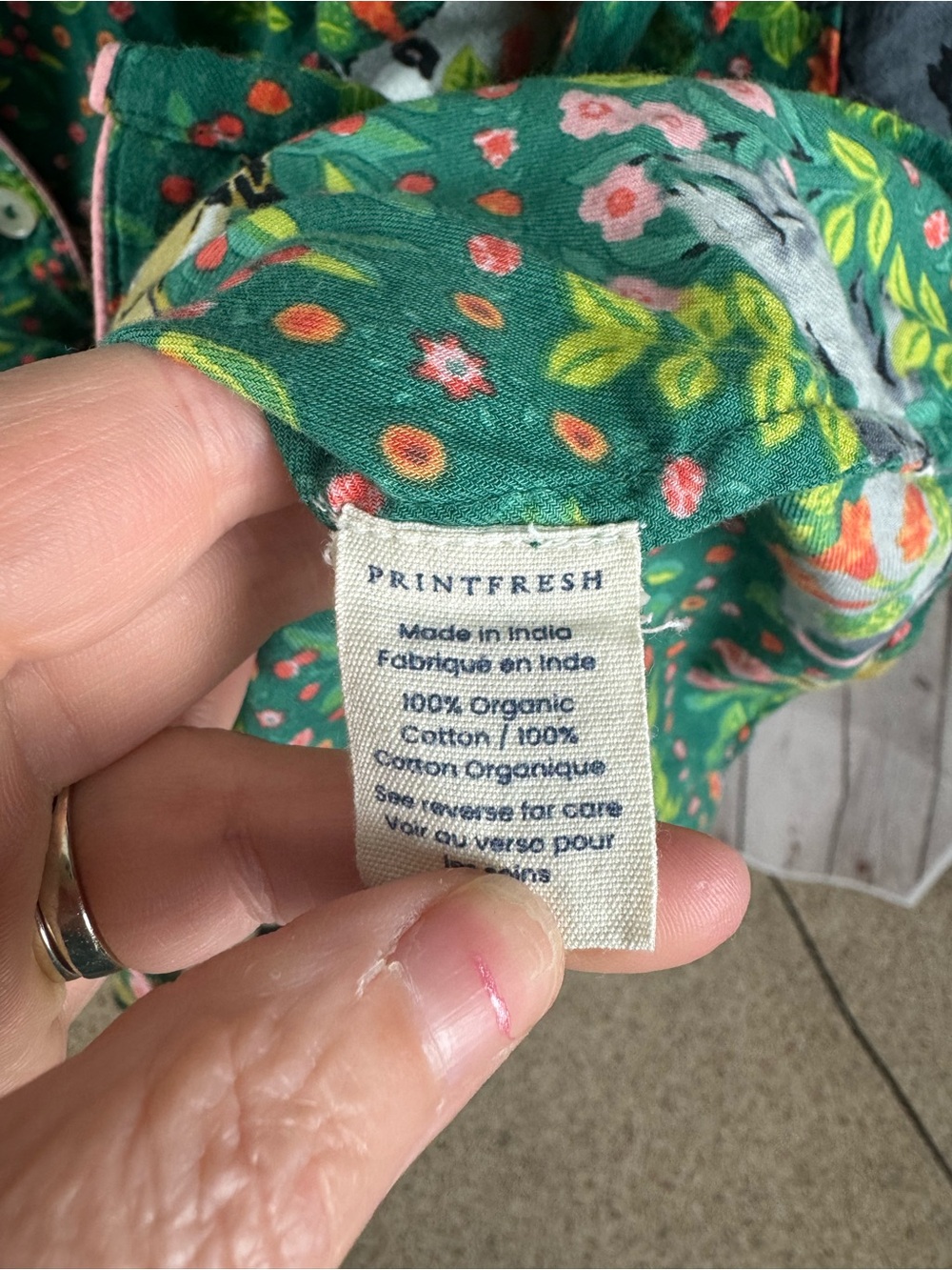 Printfresh Woodland Critters Organic Cotton Sleep Shirt Nightgown Green Sz Small - Picture 8 of 8